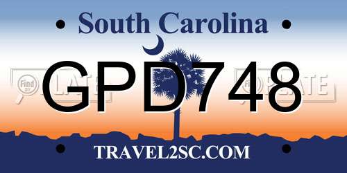 GPD748 South Carolina License Plate