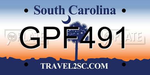 GPF491 South Carolina License Plate