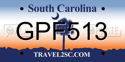 GPF513 South Carolina License Plate