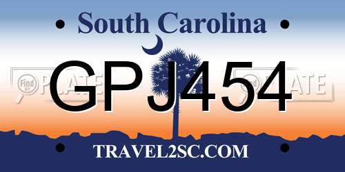 GPJ454 South Carolina License Plate