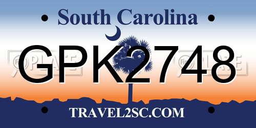 GPK2748 South Carolina License Plate