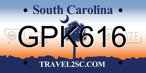 GPK616 South Carolina License Plate