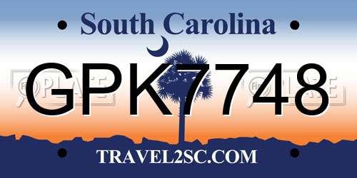 GPK7748 South Carolina License Plate