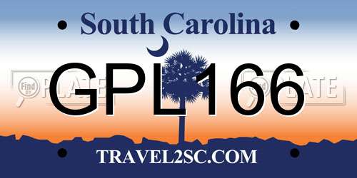 GPL166 South Carolina License Plate