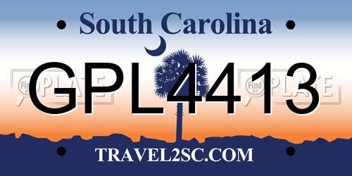 GPL4413 South Carolina License Plate
