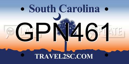 GPN461 South Carolina License Plate