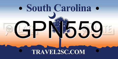 GPN559 South Carolina License Plate