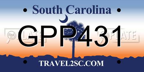 GPP431 South Carolina License Plate