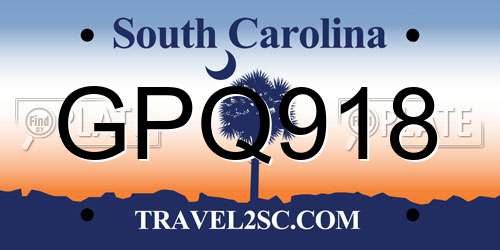 GPQ918 South Carolina License Plate