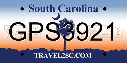 GPS3921 South Carolina License Plate