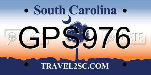 GPS976 South Carolina License Plate