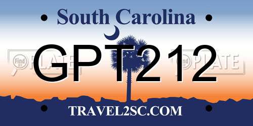 GPT212 South Carolina License Plate