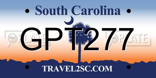 GPT277 South Carolina License Plate