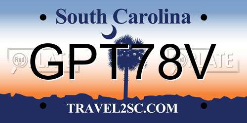 GPT78V South Carolina License Plate