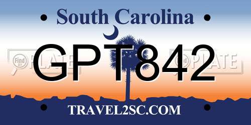 GPT842 South Carolina License Plate