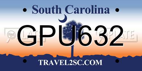 GPU632 South Carolina License Plate