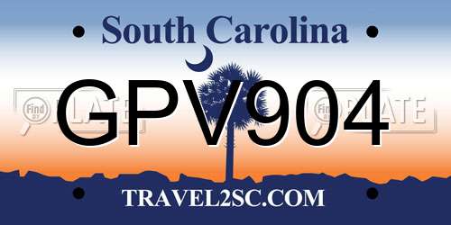 GPV904 South Carolina License Plate