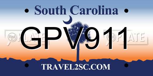 GPV911 South Carolina License Plate