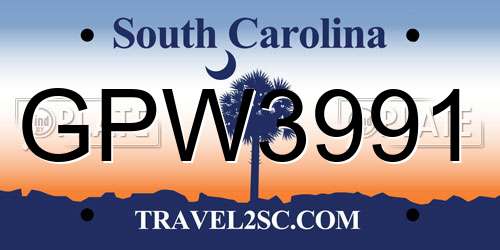 GPW3991 South Carolina License Plate