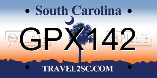 GPX142 South Carolina License Plate