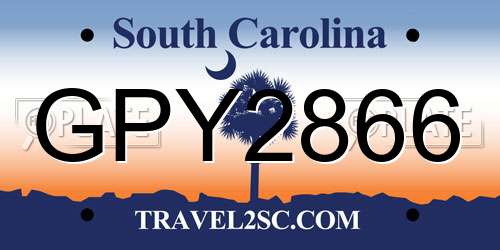 GPY2866 South Carolina License Plate