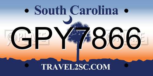 GPY7866 South Carolina License Plate