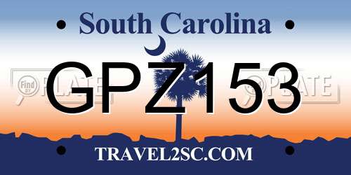 GPZ153 South Carolina License Plate