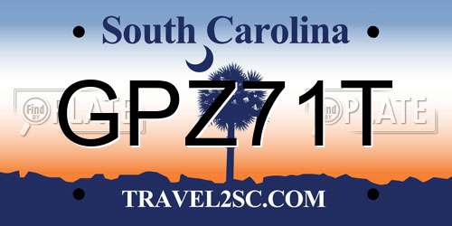GPZ71T South Carolina License Plate