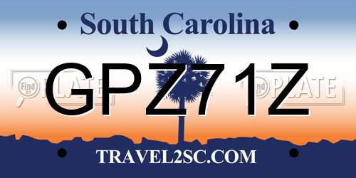 GPZ71Z South Carolina License Plate
