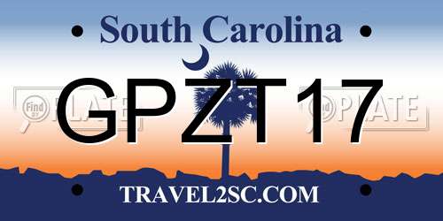 GPZT17 South Carolina License Plate
