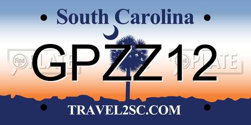 GPZZ12 South Carolina License Plate