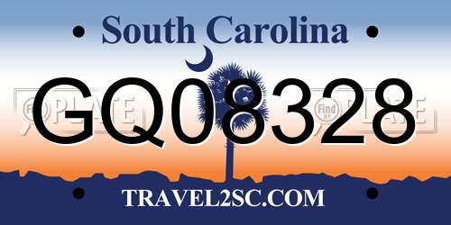 GQ08328 South Carolina License Plate