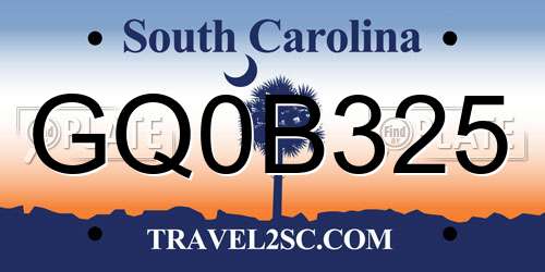 GQ0B325 South Carolina License Plate