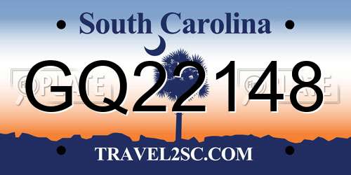 GQ22148 South Carolina License Plate