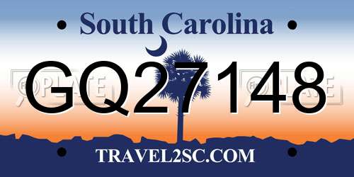 GQ27148 South Carolina License Plate