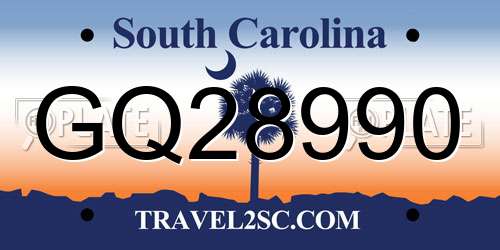 GQ28990 South Carolina License Plate