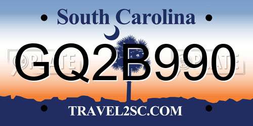 GQ2B990 South Carolina License Plate