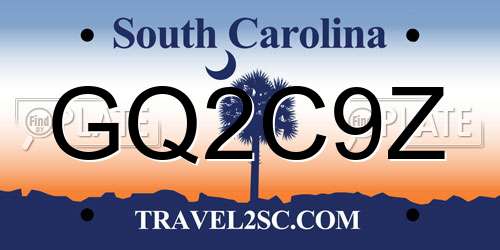 GQ2C9Z South Carolina License Plate