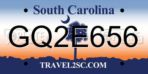 GQ2E656 South Carolina License Plate