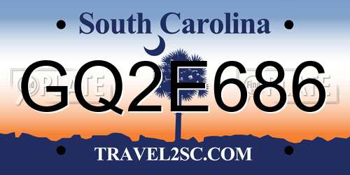 GQ2E686 South Carolina License Plate