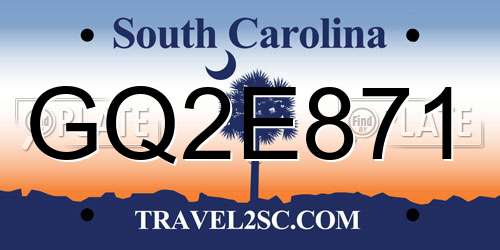 GQ2E871 South Carolina License Plate