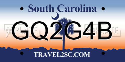 GQ2G4B South Carolina License Plate