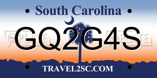 GQ2G4S South Carolina License Plate