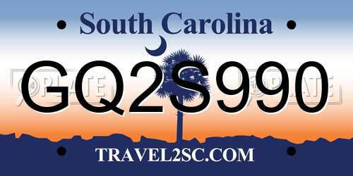 GQ2S990 South Carolina License Plate