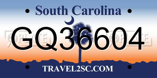 GQ36604 South Carolina License Plate