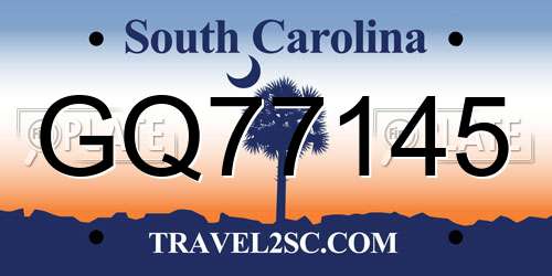 GQ77145 South Carolina License Plate