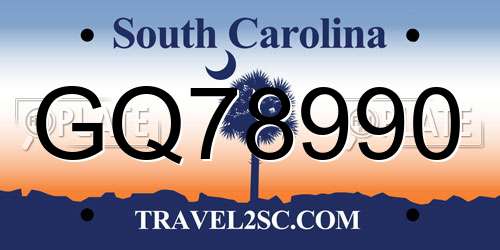 GQ78990 South Carolina License Plate