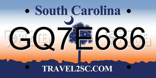 GQ7E686 South Carolina License Plate