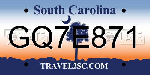 GQ7E871 South Carolina License Plate