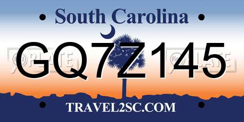 GQ7Z145 South Carolina License Plate